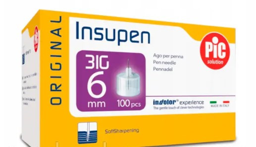 Голки інсулінові для шприц-ручок Artsana Insupen 6мм 31G (0,25мм)