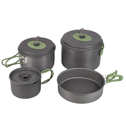 Набір туристичного посуду Bo-Camp Explorer 4 Pieces Hard Anodized Grey/Green (2200244), фото 1