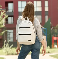 Рюкзак белый деловой модный молодежный стильный экокожа 46х28х13 см, рюкзачок городской унисекс для ноутбука