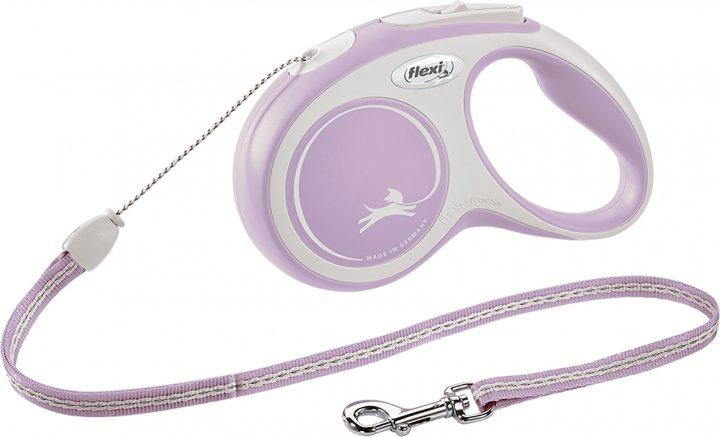 Повідець-рулетка Flexi New Comfort S трос 8 м до 12 кг (Бузковий)