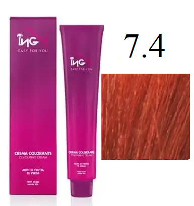 Крем-фарба для волосся безаміачна ING Professional Colouring Cream No Ammonia 7.4 Блондин мідний 100 мл