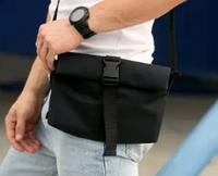 Мужская сумка через плечо мессенджер черная тканевая качественная вместительная стильная 20х25х4 см
