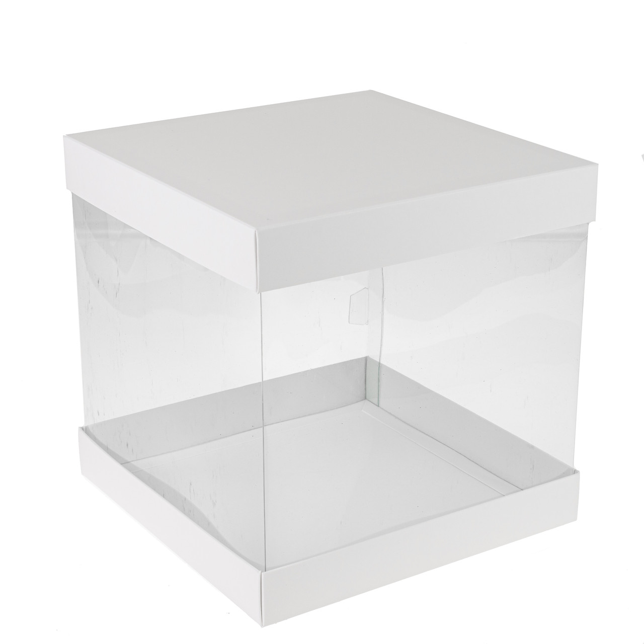 Коробка 170х170х200 для торта з прозорими стінками, біла, фото 1