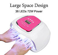 Лампа Sun Plus (UV/LED) для просушивания ногтей на две руки со съёмным дном, 72 Вт.