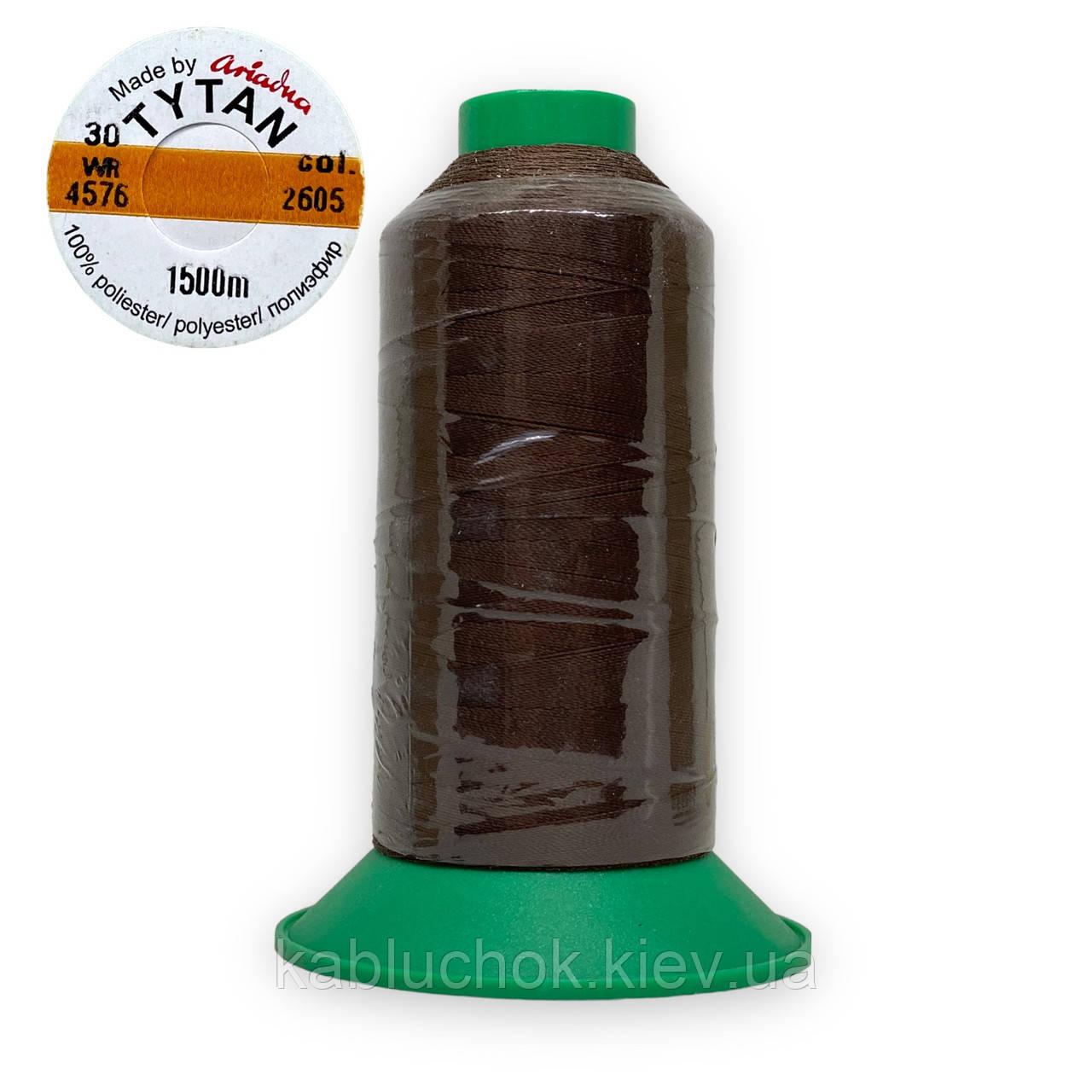Нитка капронова швейна TYTAN No30 коричнева (1500 м, Польща), фото 1