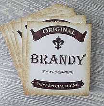 Сувенірна наклейка на пляшку "Бренді" на англ.яз