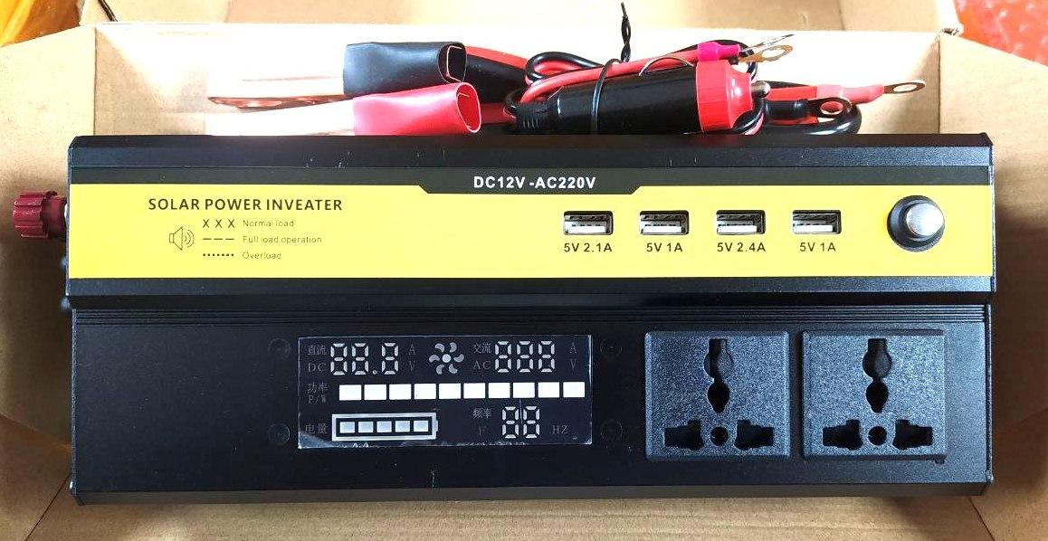 Інвертор напруги  2200Вт, 12/220, 4USB, LCD Display