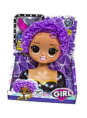 Лялька манекен для зачісок LK1071 з аксесуарами Фіолетове волосся