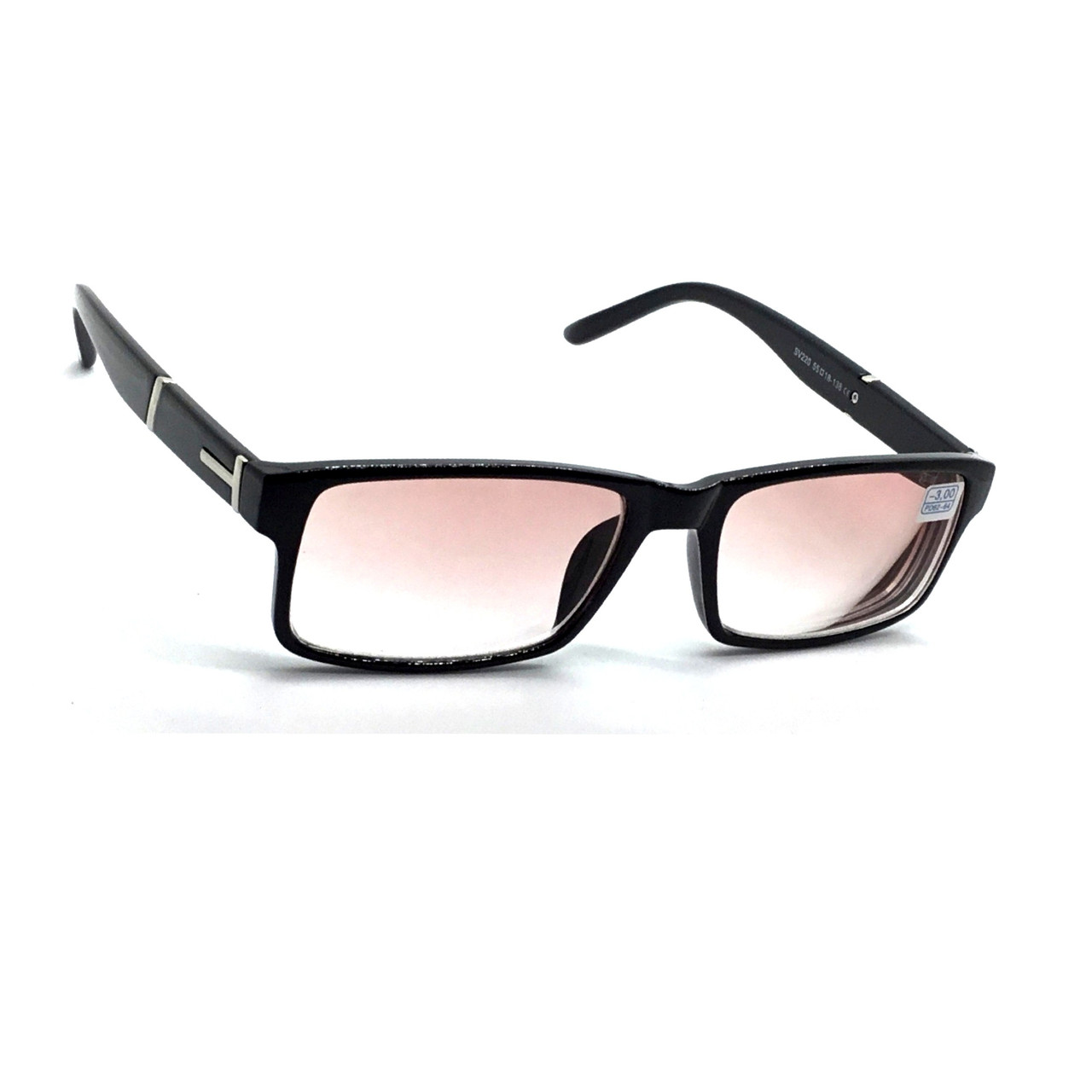 Універсальні чорні пластикові окуляри 220 мінус тонований -1.0