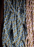 Шнур кручений 5 мм блакитний із золотом (1 моток-100ярдів), фото 3
