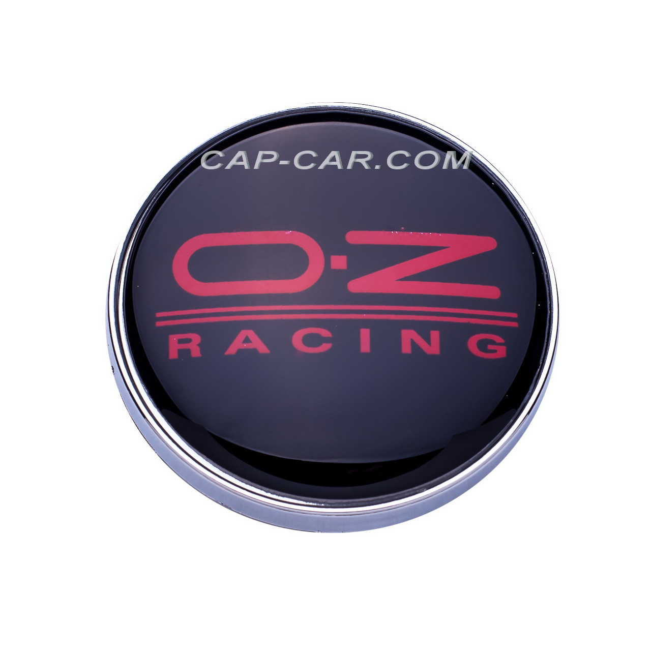 Ковпачки заглушки для литих дисків OZ Racing чорний з червоними літерами та сірою окантовкою