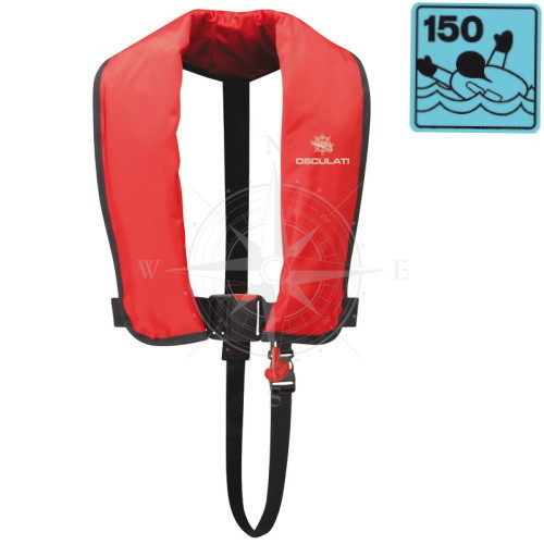 Жилет рятувальний самонадувний Fun 150 N оранжевий Osculati для дорослих з плавучістю 165 N ручна активація, фото 1