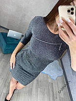Ошатне коротке обтисле плаття з люрексом і блискавкою, фото 5