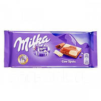 Шоколад молочный с белым Milka Cow Spots, 100г Швейцария, два шоколада белый и молочный