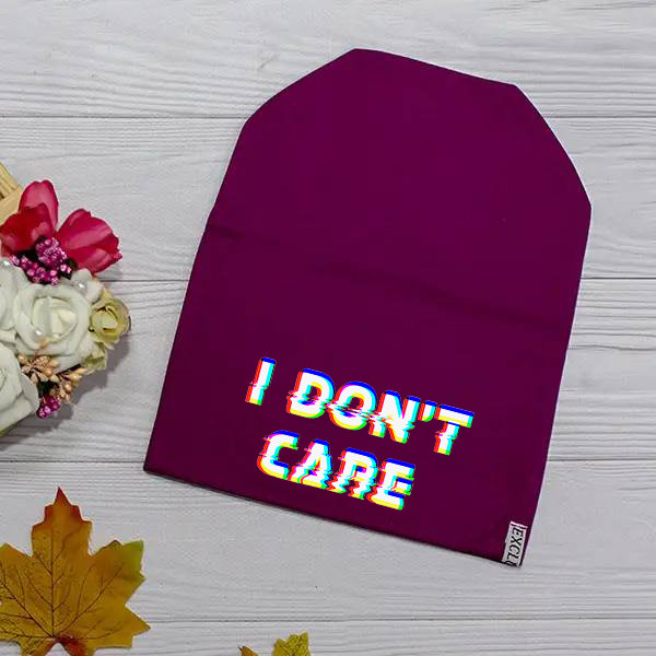 Жіноча шапка з принтом I DON'T CARE
