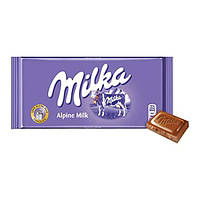 Шоколад молочный Milka Alpine Milk, 100 г, Швейцария, молочный без добавок