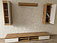 Стінка Люсія 220 см з ДСП дуб тахо з білими матовими фасадами у вітальню, фото 2