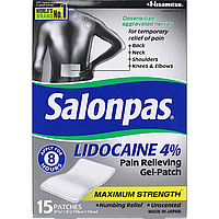 Hisamitsu Salonpas Lidocaine 4%. 15шт./коробка обезболивающий пластырь Салонпас с лидокаином, Япония