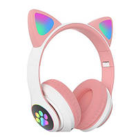 Бездротові навушники з котячими вушками дитячі з підсвічуванням CAT STN-28 Bluetooth (рожеві)