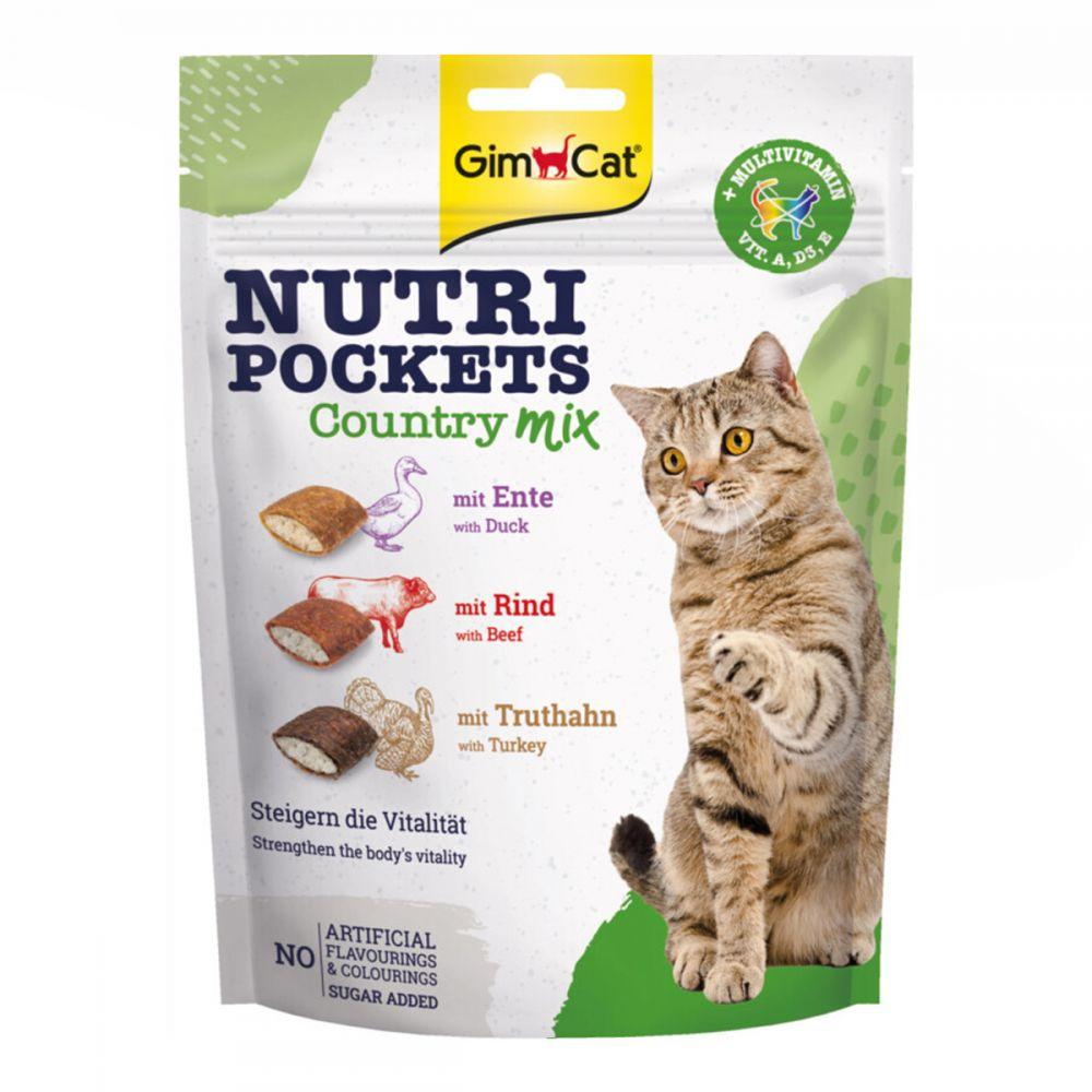 GimCat Nutri Pockets Country Mix & Multi-Vitamin Ласощі для кішок качка з яловичиною та індичка з вітамінами