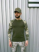 Мужская тактическая военная рубашка реглан хаки камуфляж лонгслив мужской армейский тактический