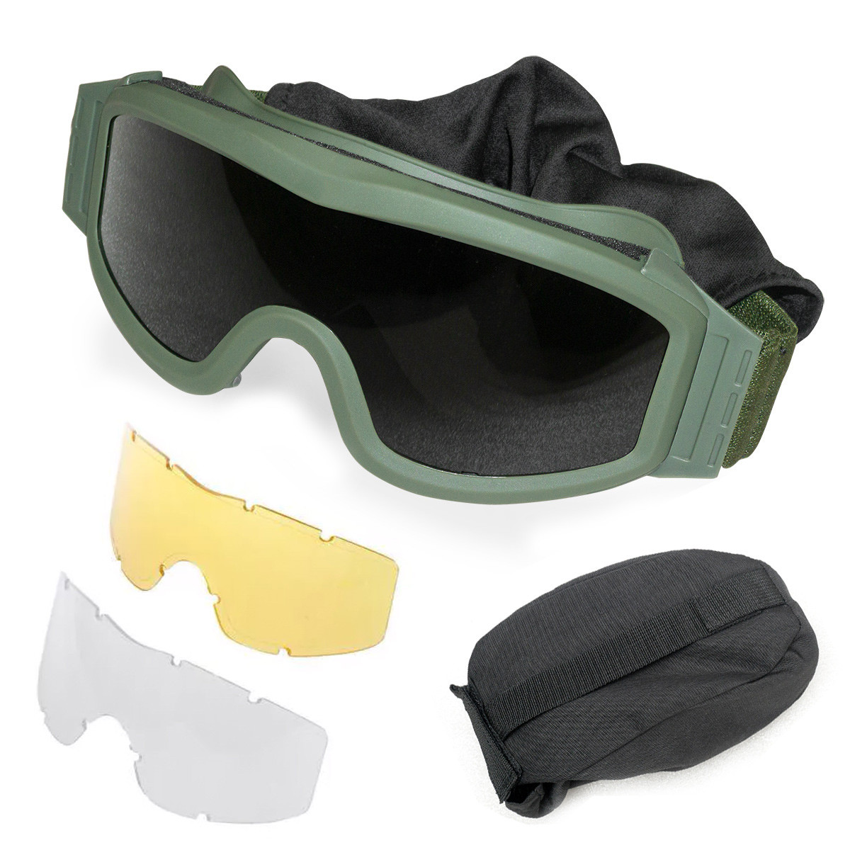 ESS Profile NVG Replica - тактичні балістичні захисні окуляри маска, 3 змінні лінзи, колір хакі
