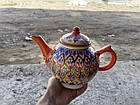 Чайник вузбекський, Риштанська червона глина, ручний розпис, 1 л, фото 4