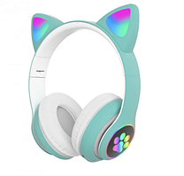 Бездротові навушники з котячими вушками дитячі з підсвічуванням CAT STN-28 Bluetooth (бірюзові)