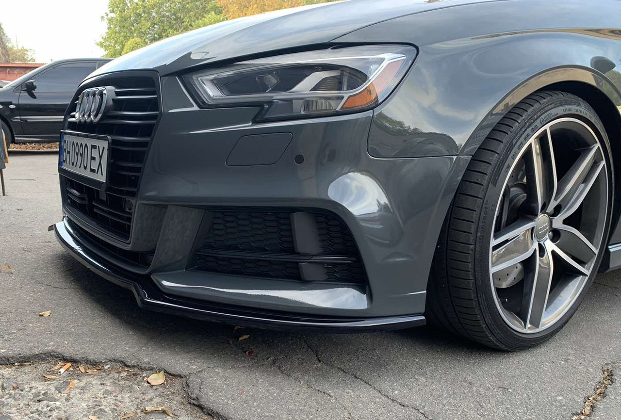 Спліттер Audi A3 S-line / S3 8V Sedan (2017+) елерон переднього бампера (V2)