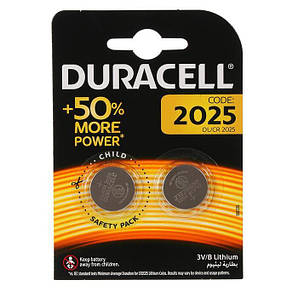 Батарейка літієва DURACELL CR2025 2 шт./блістер (Ціна вказана за 2 шт.) Оригінал