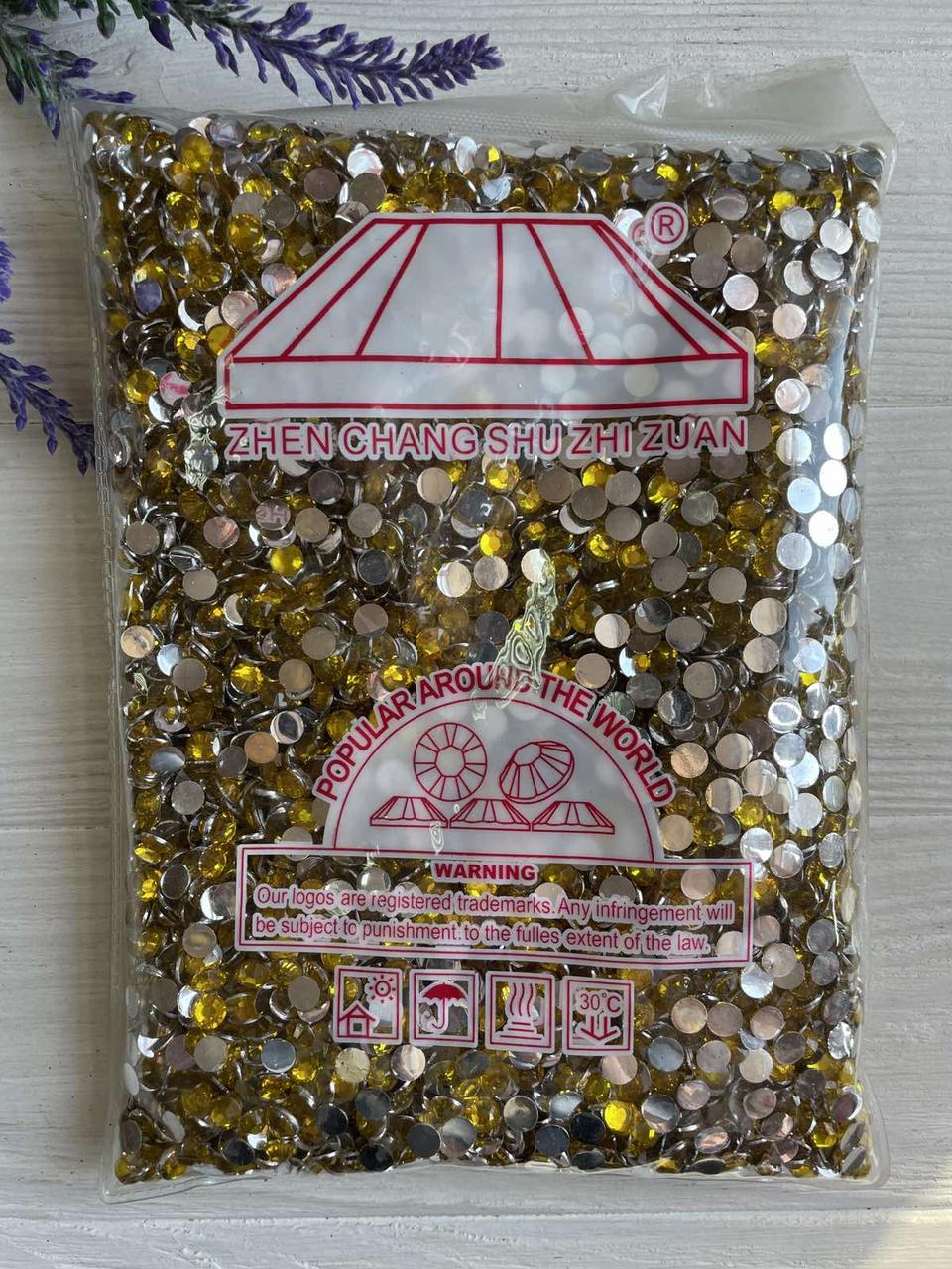 Стрази 6.5 мм, лимонні 10 000 шт.