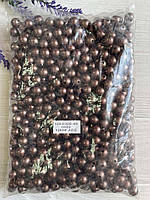Бусины круглые " Жемчуг " 12 мм коричневые 500 грам