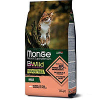 Сухой беззерновой корм для кошек Monge (Монж)cat BWild Grain free лосось 10 кг