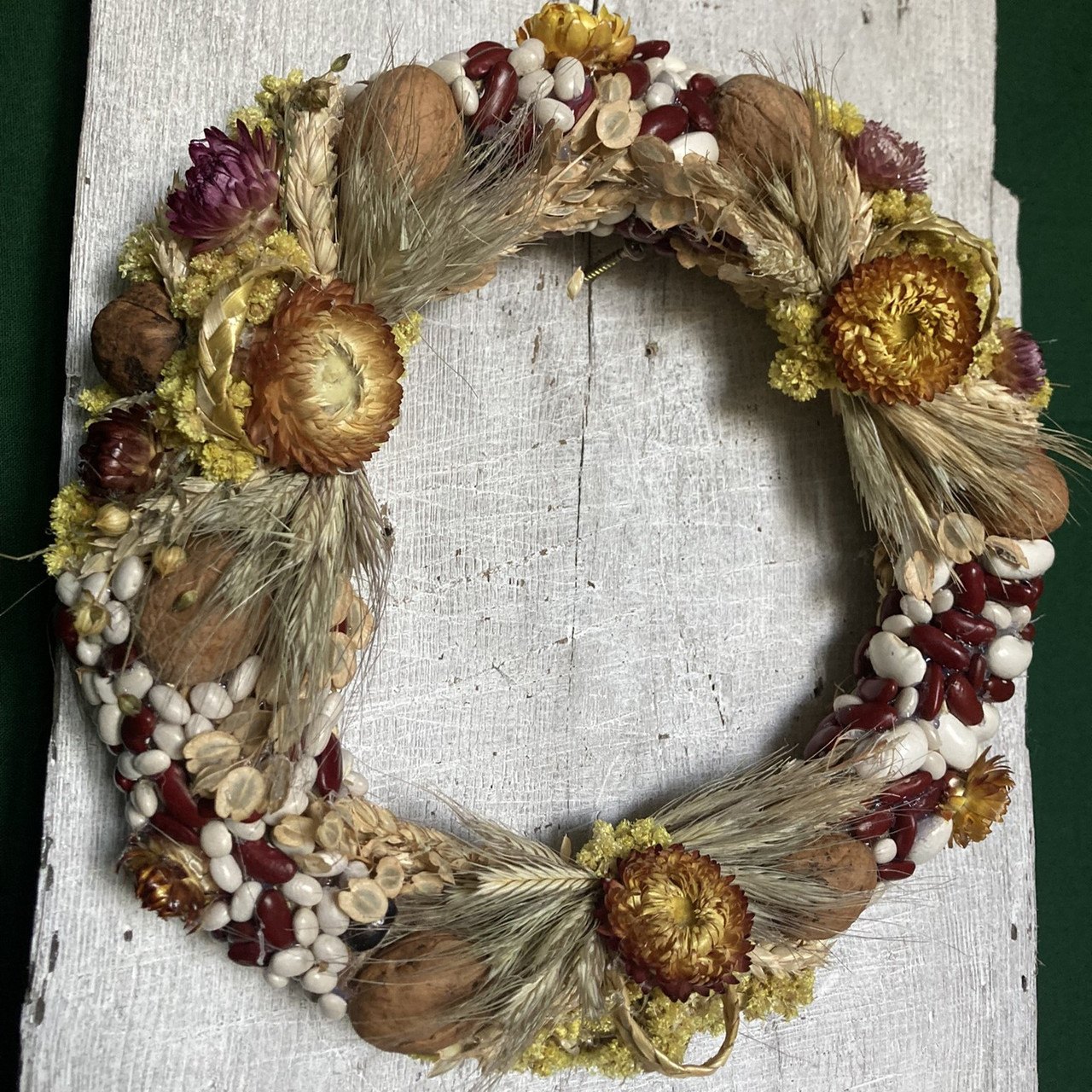 Інтер'єрний віночок із колосків та сухоцвітів 25см на Різдво