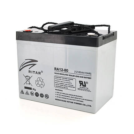 Акумуляторна батарея AGM RITAR RA12-80, Gray Case, 12V 80.0Ah ( 350 x 167 x 182 ) Q1, фото 1