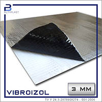 Виброизоляция, шумоизоляция для авто Виброизол 3 мм, 330х500 мм, фольга 100 мкм | Vibroizol