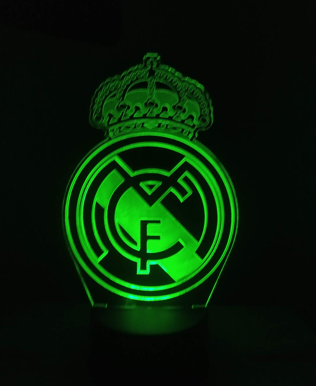 3d-светильник ФК Реал Мадрид, 3д-ночник, несколько подсветок (на пульте), подарок футбольному фанату - фото 2 - id-p1697170712
