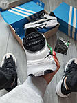 Чоловічі кросівки Adidas Niteball White/Black/Grey (білі з чорним) стильні кроси 721TP Адідас топ, фото 2