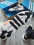 Чоловічі кросівки Adidas Niteball White/Black/Grey (білі з чорним) стильні кроси 721TP Адідас топ, фото 6