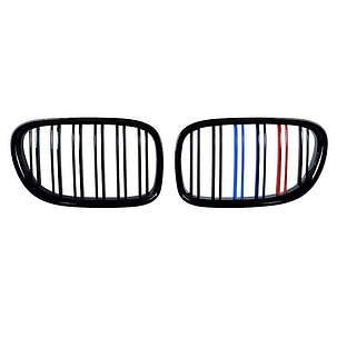 Решітка ноздрі BMW (БМВ) 7 series (F01, F02) 2008-2015 Глянець 2 ребра M-color, фото 3