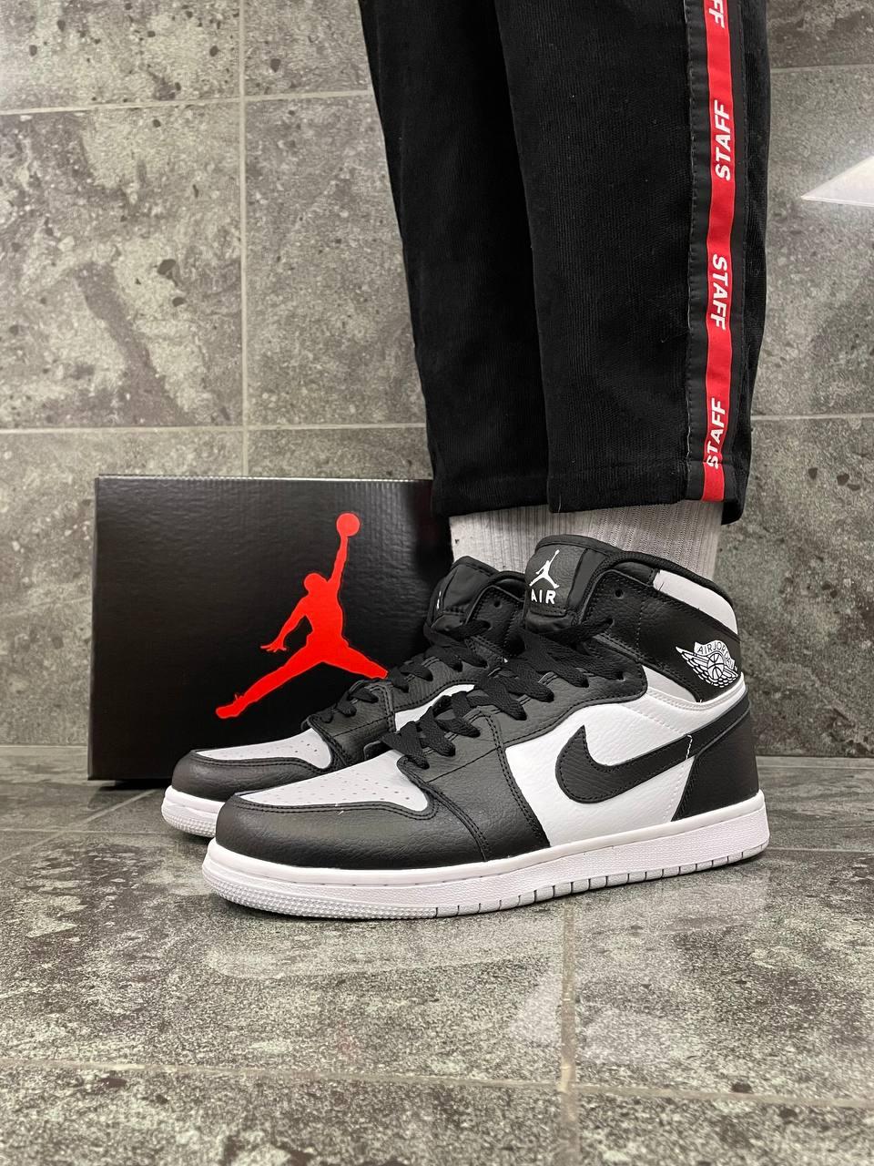 Чоловічі кросівки Nike Air Jordan 1 BLACK/GRAY (чорні із сірим) високі осінні кроси A033-20 top, фото 1