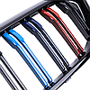 Решітка ноздрі BMW (БМВ) 5 series (G30, G31) 2017-2020 Чорний Глянець 2 ребра M-color, фото 11