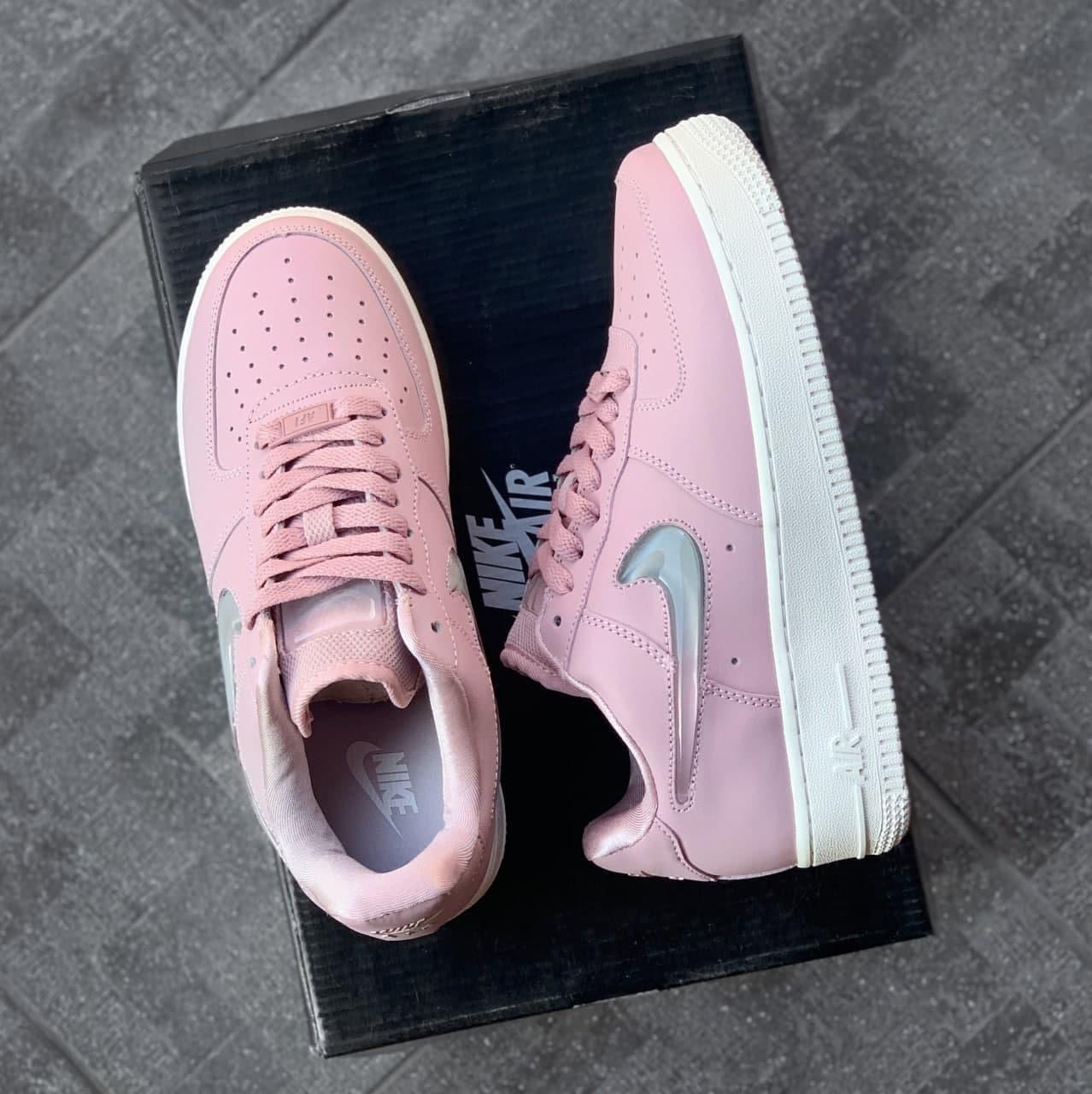 Женские кроссовки Nike Air Force 1 Pink (розовые) низкие красивые молодёжные кеды на танкетке 6464 топ - фото 2 - id-p1697175236