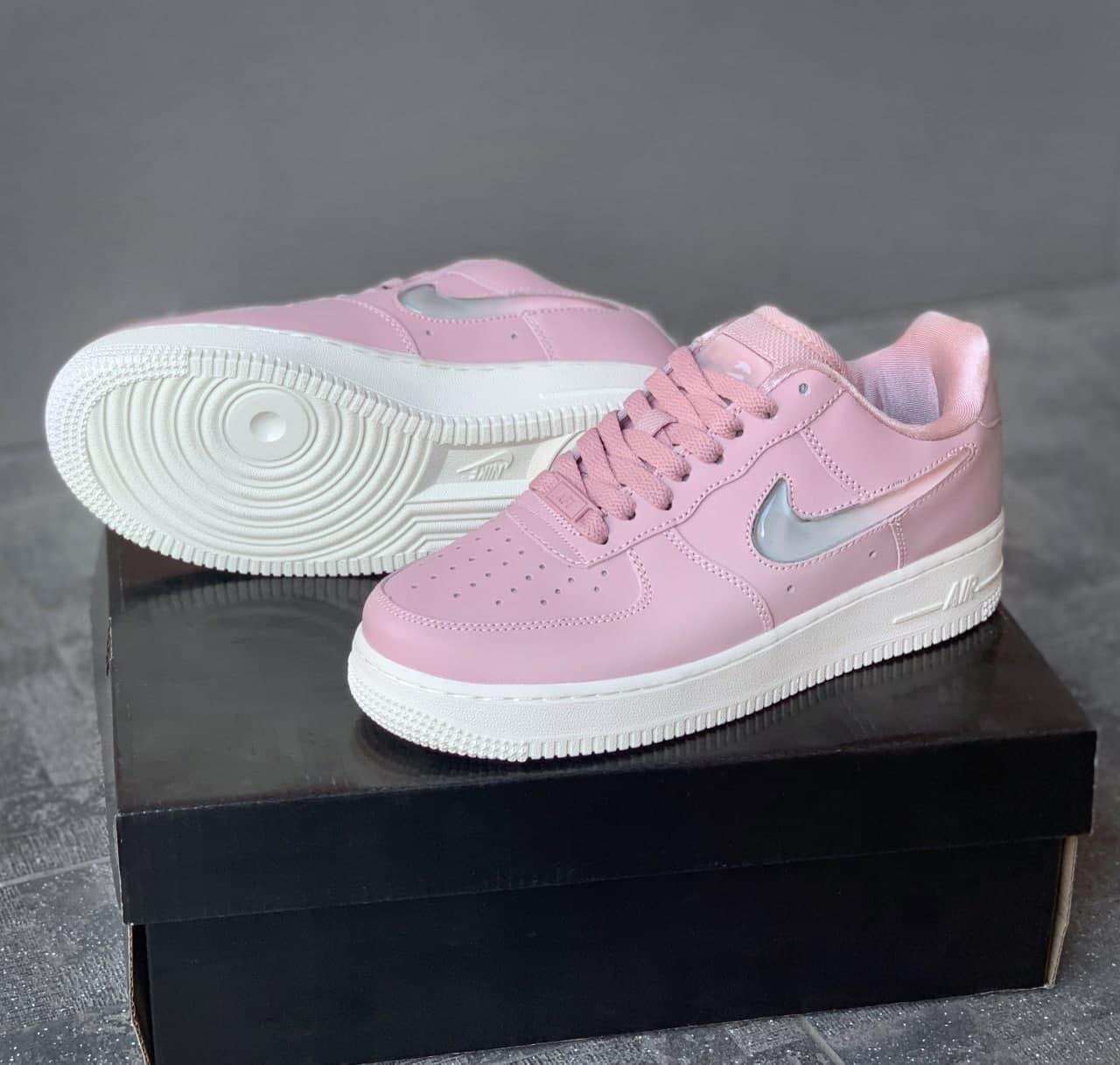 Женские кроссовки Nike Air Force 1 Pink (розовые) низкие красивые молодёжные кеды на танкетке 6464 топ - фото 4 - id-p1697175236