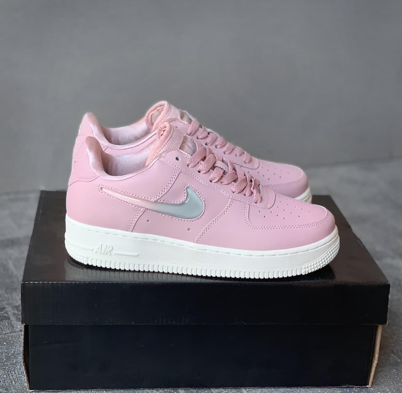 Женские кроссовки Nike Air Force 1 Pink (розовые) низкие красивые молодёжные кеды на танкетке 6464 топ - фото 7 - id-p1697175236