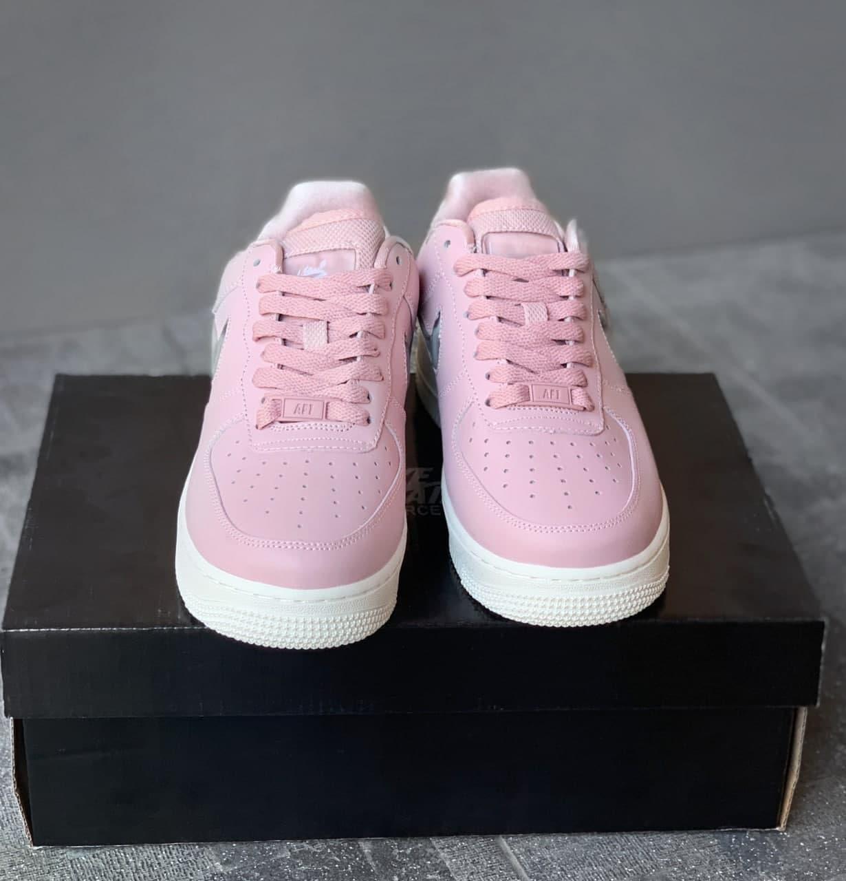 Женские кроссовки Nike Air Force 1 Pink (розовые) низкие красивые молодёжные кеды на танкетке 6464 топ - фото 8 - id-p1697175236
