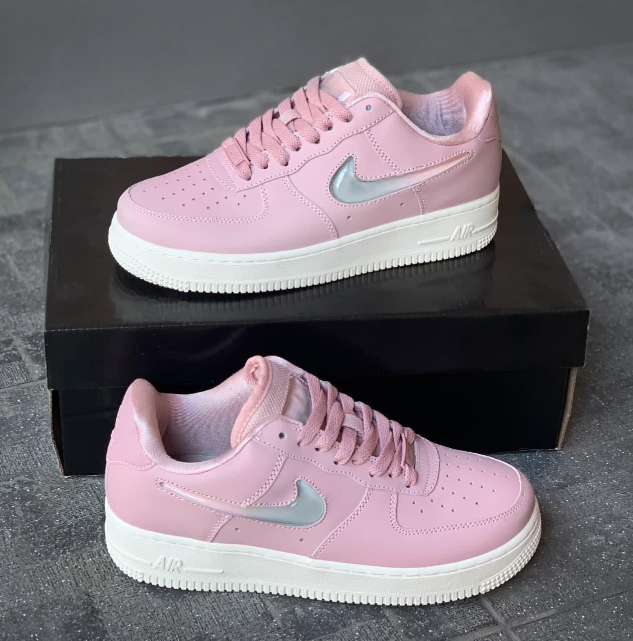Женские кроссовки Nike Air Force 1 Pink (розовые) низкие красивые молодёжные кеды на танкетке 6464 топ - фото 9 - id-p1697175236