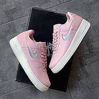 Женские кроссовки Nike Air Force 1 Pink (розовые) низкие красивые молодёжные кеды на танкетке 6464 топ 37