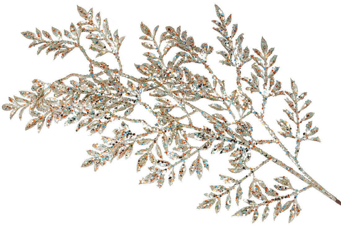 Декоративна гілка 80см, колір - золотий гліттер, фото 1