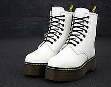Жіночі зимові черевики Dr. Martens JADON White Black / Доктор Мартінс Жадон білі шкіряні біле хутро 37-40, фото 4